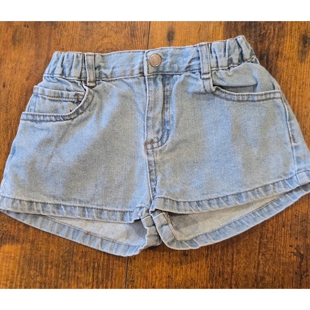Zara Girls Light Wash Denim Shorts Elastic Waist Size 4-5 Years